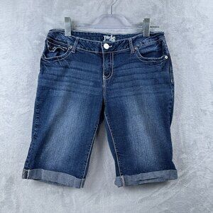 Jade Jeans Bermuda Shorts Womens Size 11/12 Embroidered Pockets Mid Rise Blue